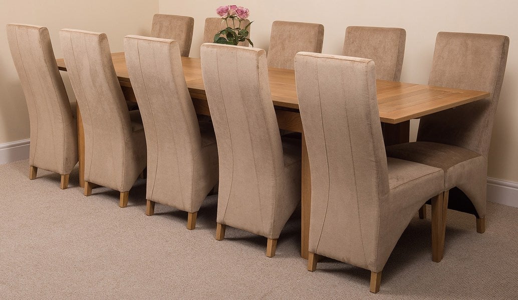 That's Furniture Richmond Large Oak Extending Dining Table with Lola Fabric Chairs