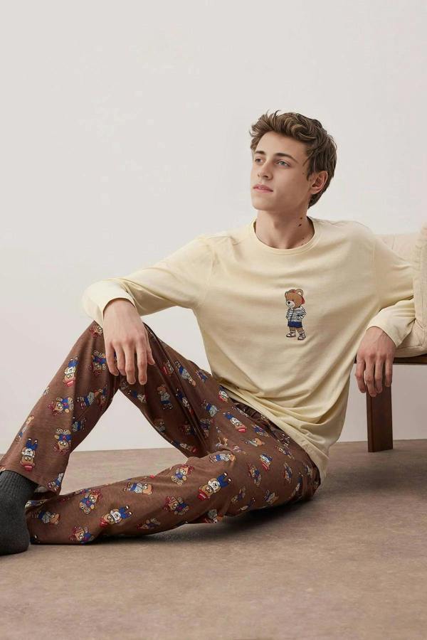 WOVCOR 2-Piece Teddy Bear Print Knit Pajama Set