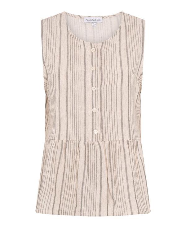 Linen Stripe Peplum Hem Top