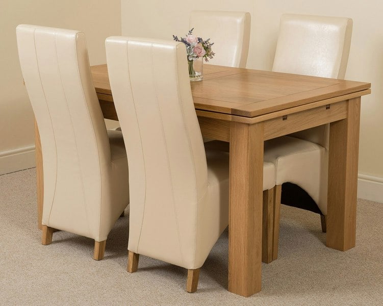 That's Furniture Richmond Medium Oak Extendable Dining Table with Lola Leather Chairs