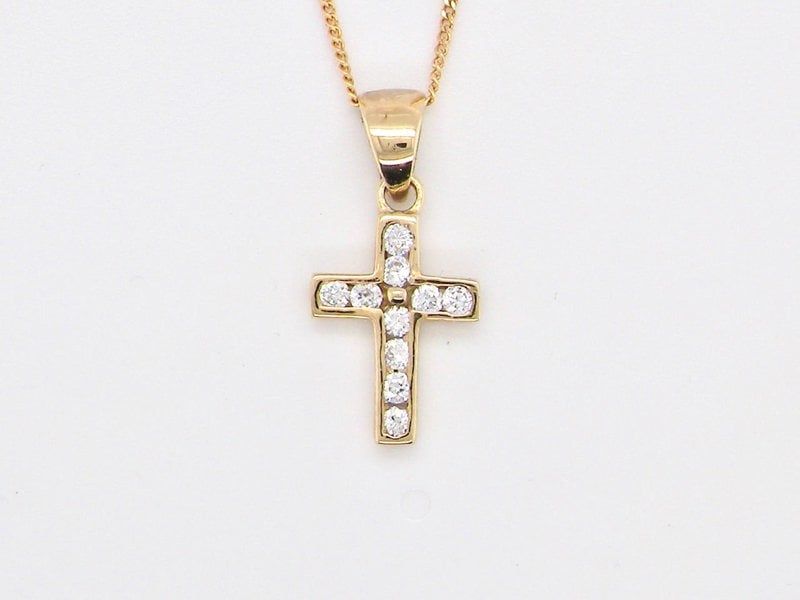 Vintage Tom A 9 carat gold cubic zirconia cross