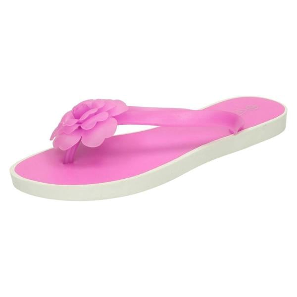 Spot On Ladies Spot On Flat Toepost Flower Trim Sandal