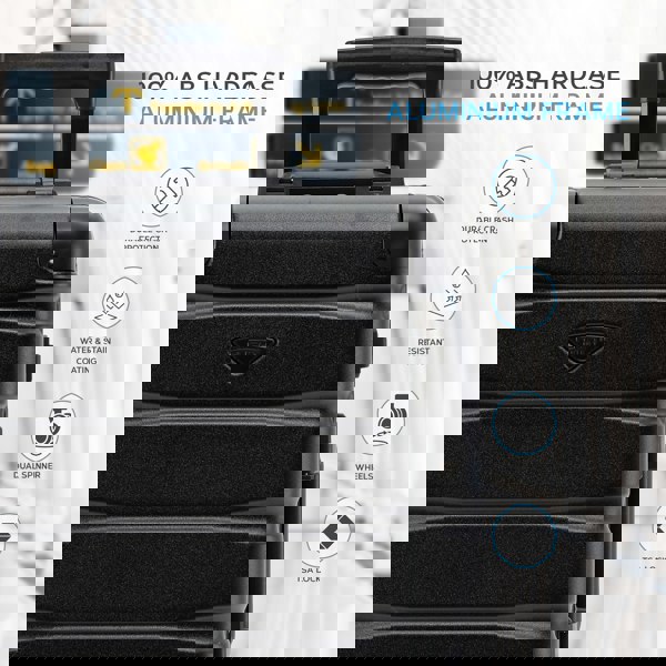 Flight Knight 55x35x20cm Hard Shell Cabin Carry On Suitcase 100+ Airline Approved