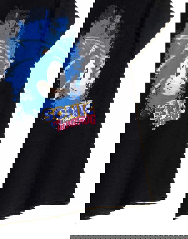 Sonic the Hedgehog Boys Black Watercolour Short Sleeved T-Shirt