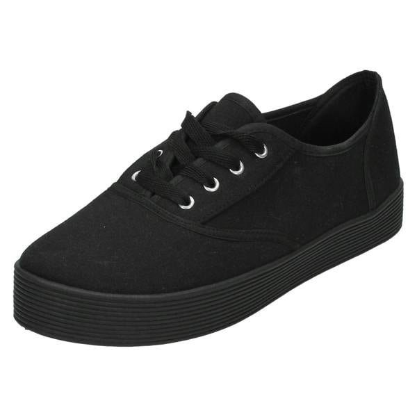 Spot On Girls Spot On Canvas Lace Up Platform Shoes