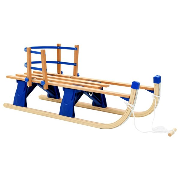 Berkfield Folding Snow Sledge with Backrest Wood 119 cm