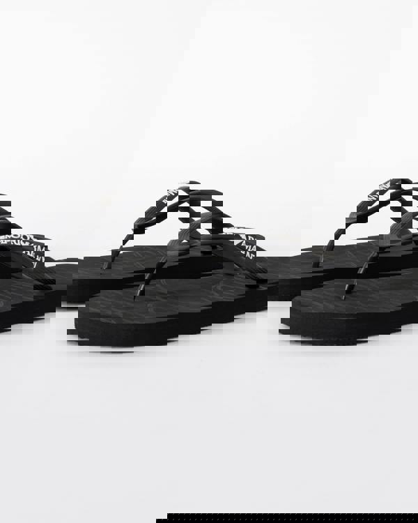 side of Emporio Armani Mens Flip Flops with Logo Strap in Black and White