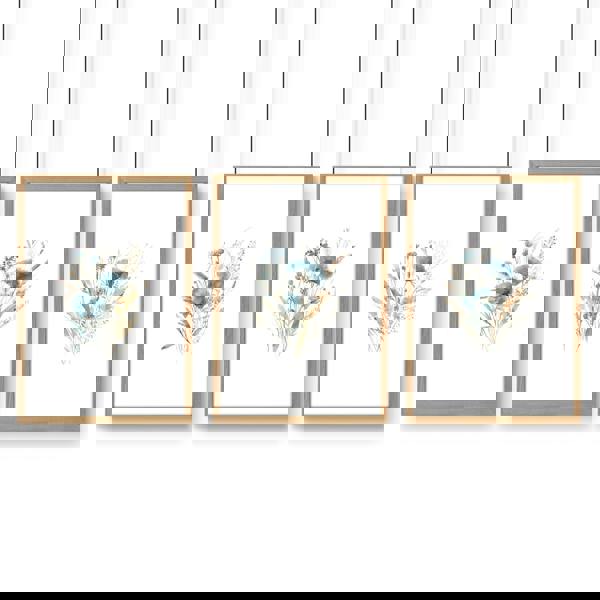 Bathroom Wall Art Blue | Set of 3 Botanical Wall art Prints