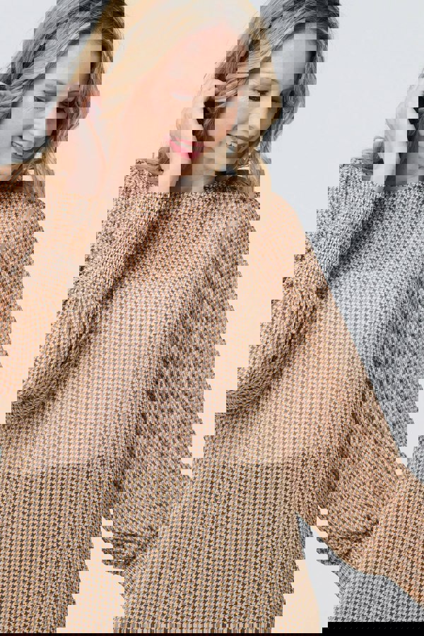 Beige | Mesh Fishnet Long Puff Sleeve Top
