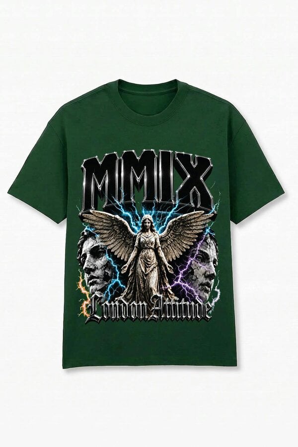 London Attitude Oversized Heavyweight Angel Graphic T-Shirt