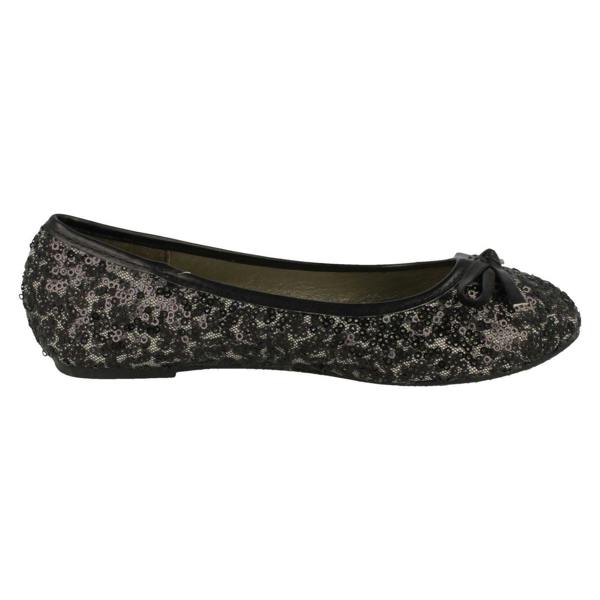 Spot On Girls Spot On Flat Bow Trim Sequined Ballerina