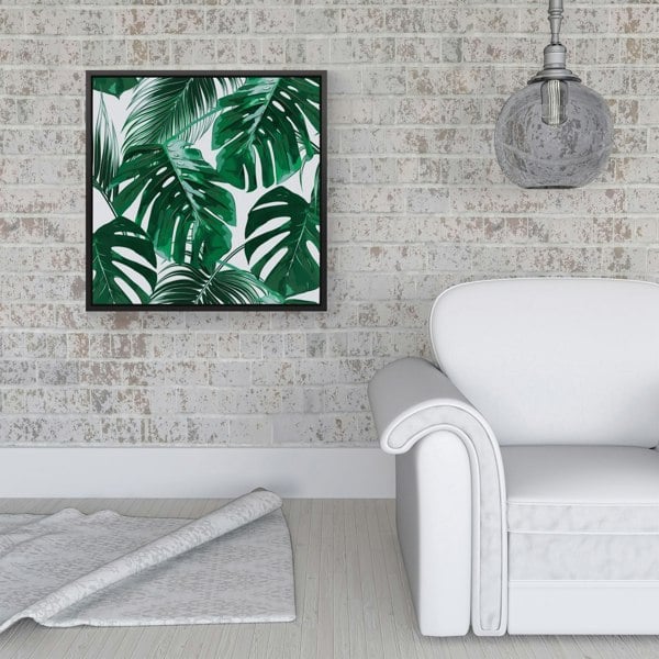 Warren Reed Tropical Jungle Leaf Pattern Framed Canvas