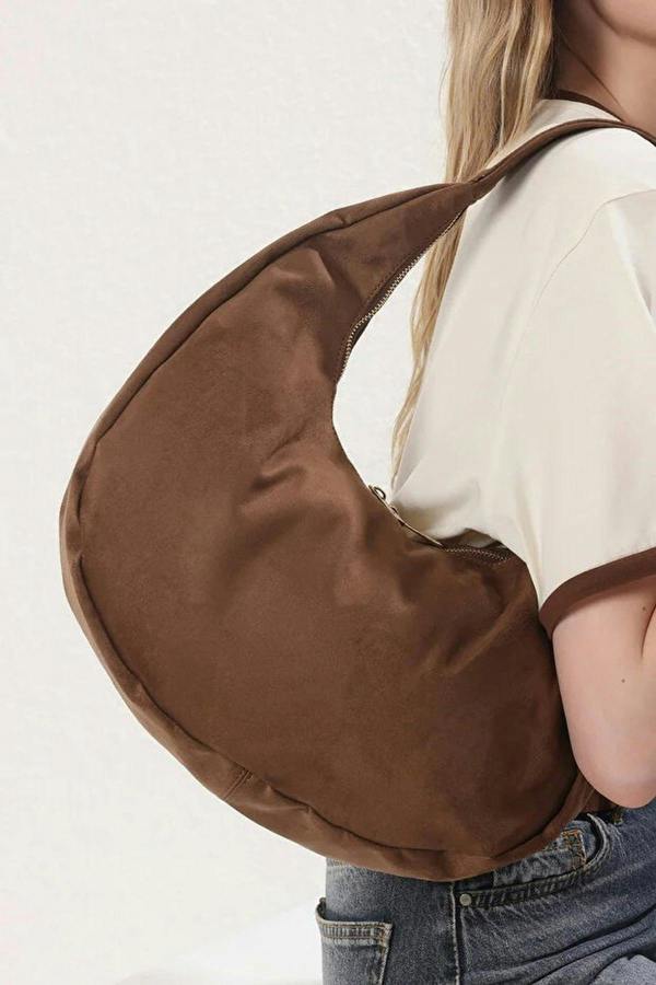 WOVCOR Suede Half Moon Women's Oval Shoulder Bag