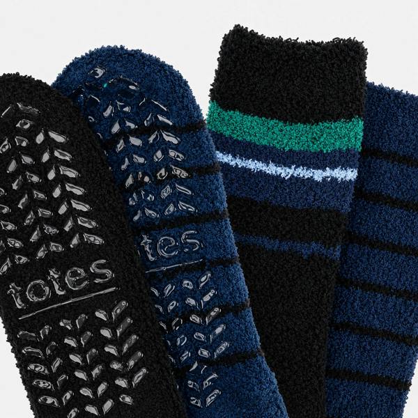 Totes SUPERSOFT TWIN PACK SLIPPER SOCKS Slipper Socks   in  Blue