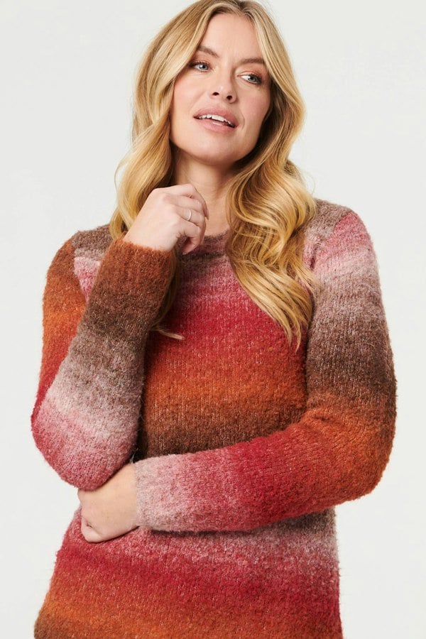 Red | Striped Textured Slim Fit Jumper
