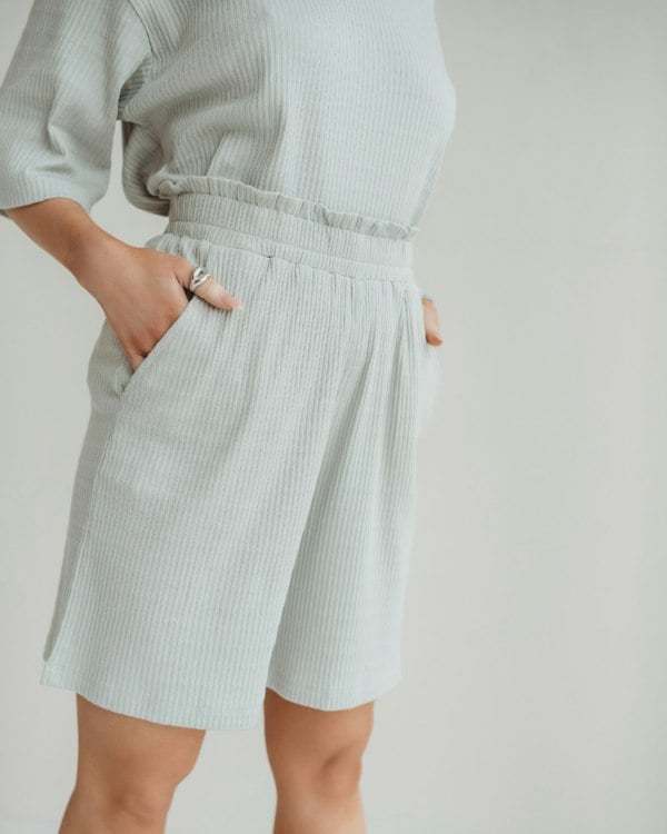 Audrey Light Green Rib Shorts- image 3