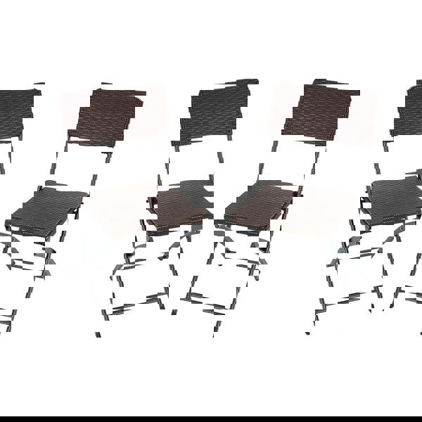 Set of 2 Outdoor Rattan Plastic Folding Chairs for Parties Events and More Garden Dining Sets Living and Home Brown