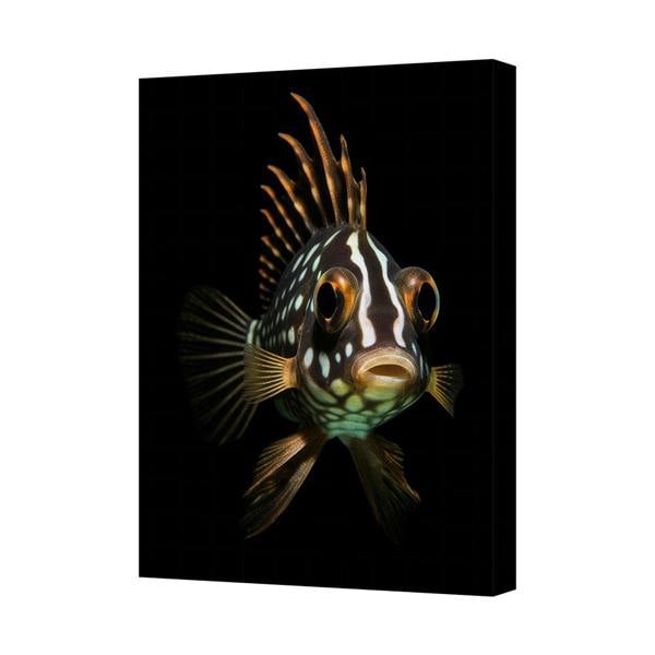 Benjamin Tate Design Canvas Wall Art Exotic Tropical Fish Portrait On Black Background