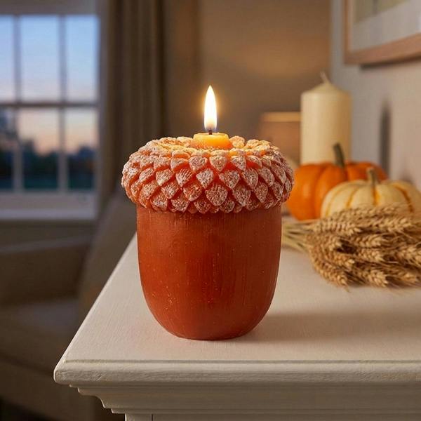 Garden Greatness Autumnal Flickering Light Up Wax Acorn Candle