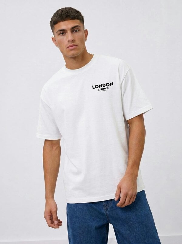 London Attitude Tokyo Dragon Oversized Heavyweight Cotton White T-Shirt