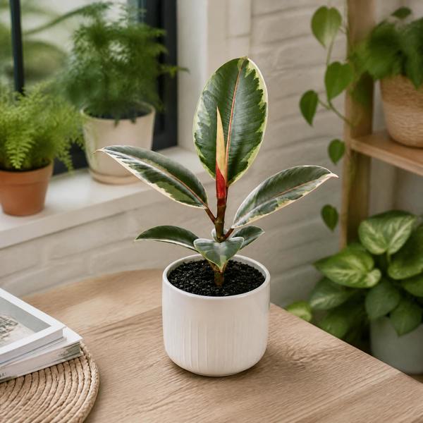 Ficus Belize Pink Rubber Plant 12cm Pot – Variegated Indoor Houseplant The Rose Press Garden