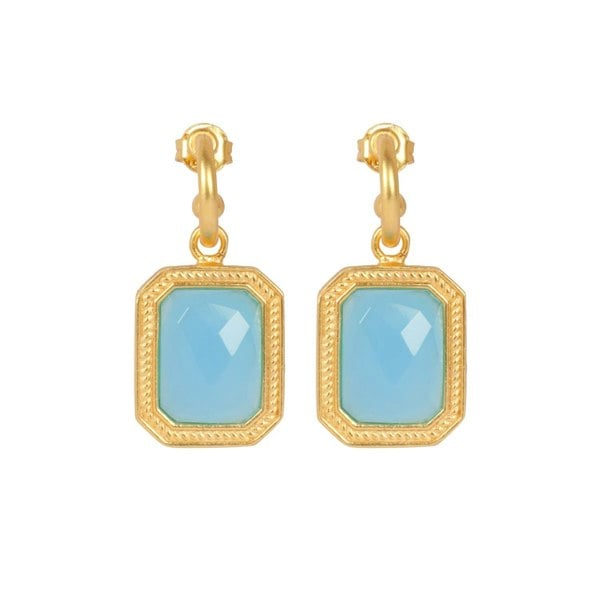 Lila Rasa Rectangular Bahamian Blue Crystal Hoops