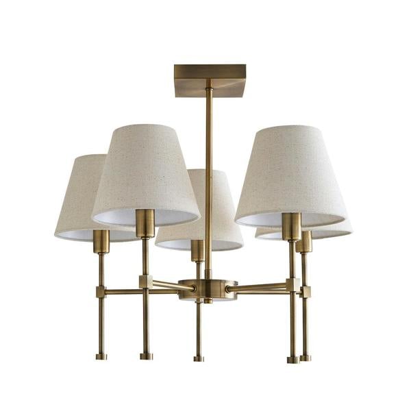 Pagazzi Lighting Taliah 5-Light Antique Brass Semi-Flush Ceiling Light
