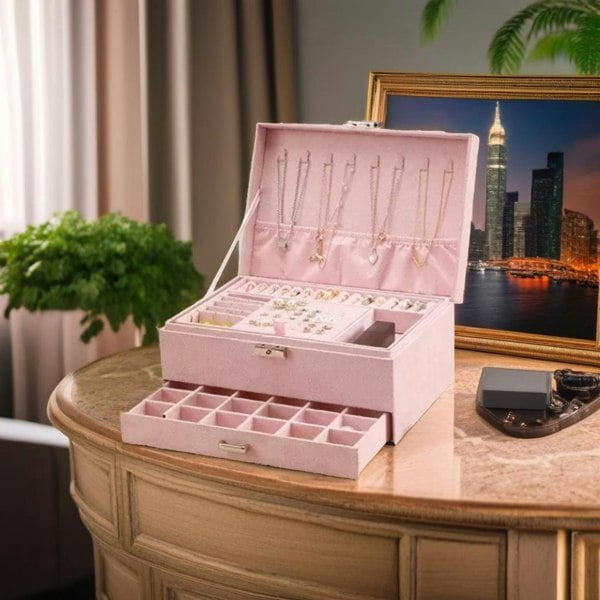 Modcraft 3 Layer Pink Jewellery Box and Organizer - Pink
