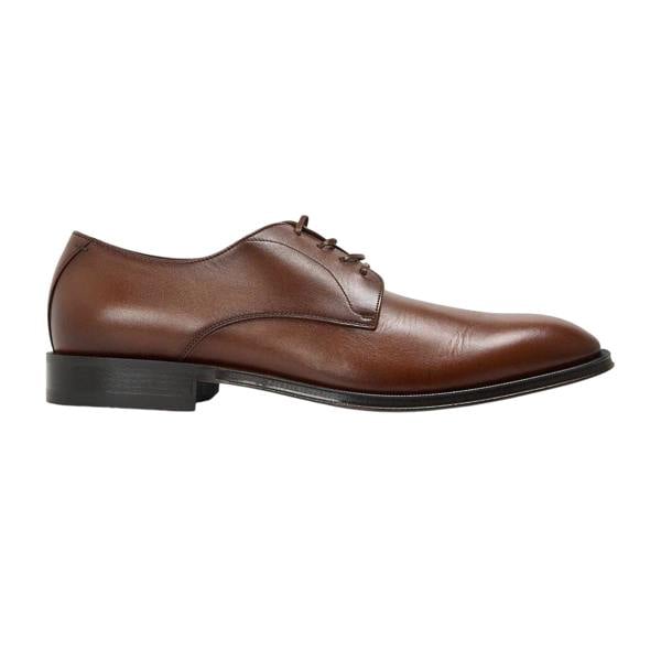 Boss Mens Derrek Derb Buplt Leather Derby Shoes - Medium Brown - 