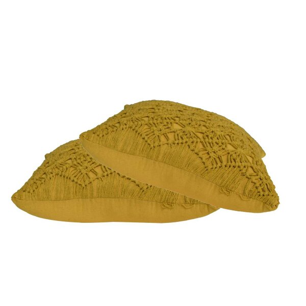 Wyld Haus Set of 2 Hautvillers Mustard Hanwoven Cushion Covers