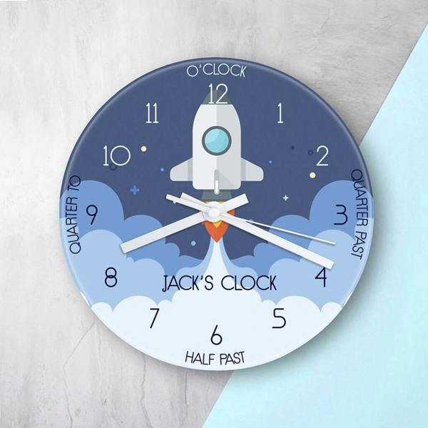 Personalised Space Shuttle Glass Clock - main product image