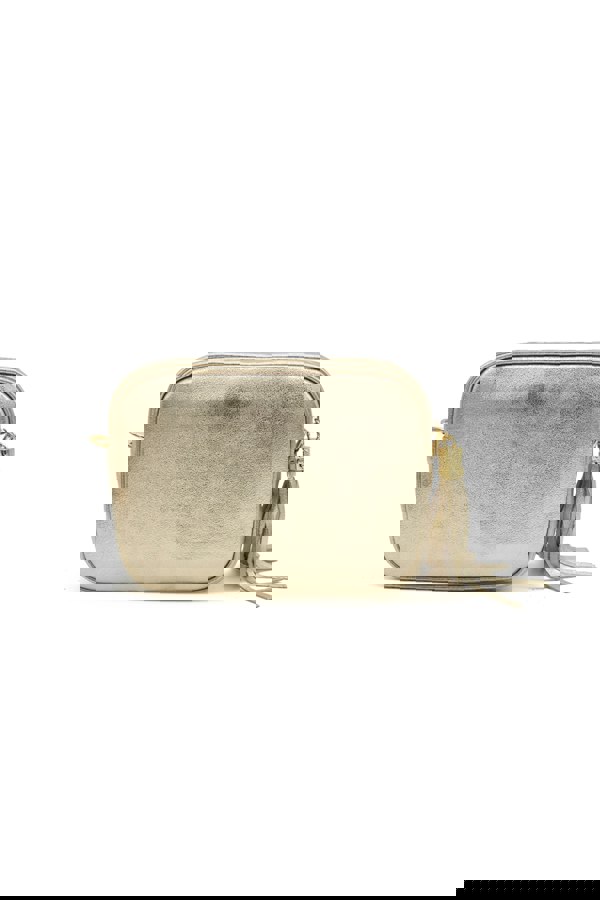 Pluspup Metallic Crossbody Bag with Zipper Closure and Tassel Detail