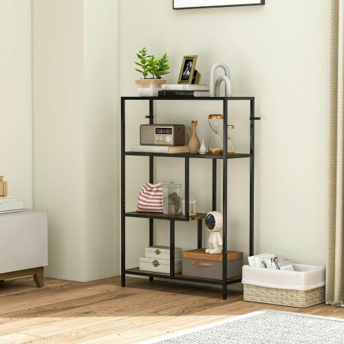 Wyld Haus Modisu Wood Rustic Brown 4 Tier Bookcase With Open Shelving