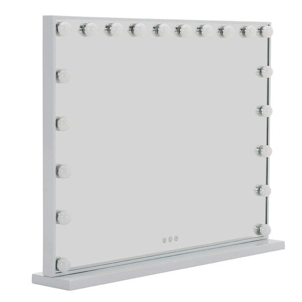 Hollywood Style Lighted Rectangular Makeup Mirror with Base LED Make Up Mirrors Living and Home