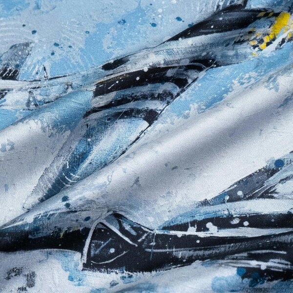 Otway & Orford 'American Patrol' WW2 fighters silk pocket square in blue & white (42 x 42cm)