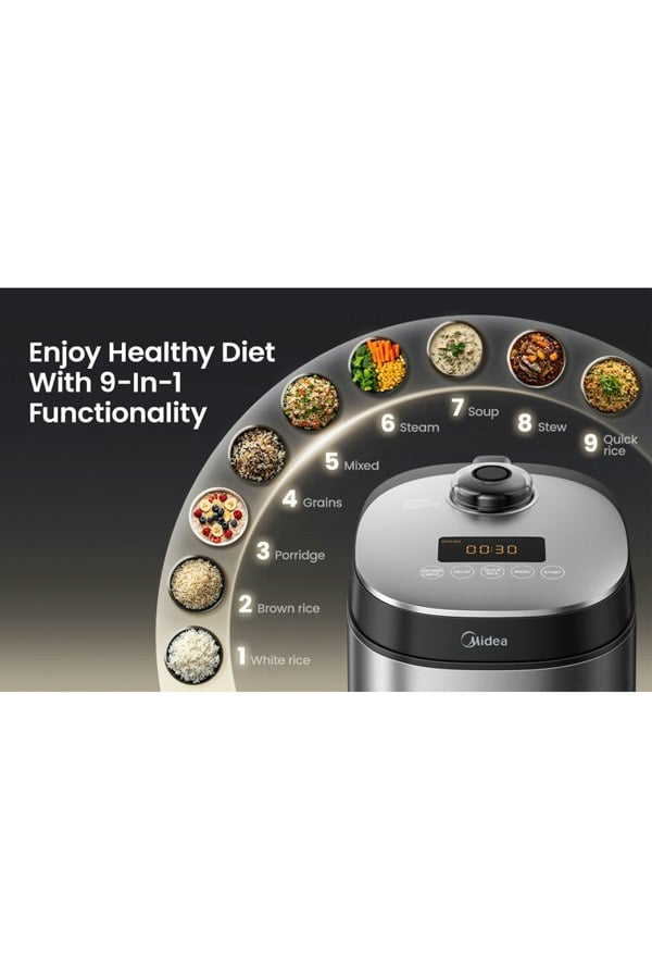 Living and Home 2L Midea Rice Cooker Anti-Overflow with 9 Functions & Timer