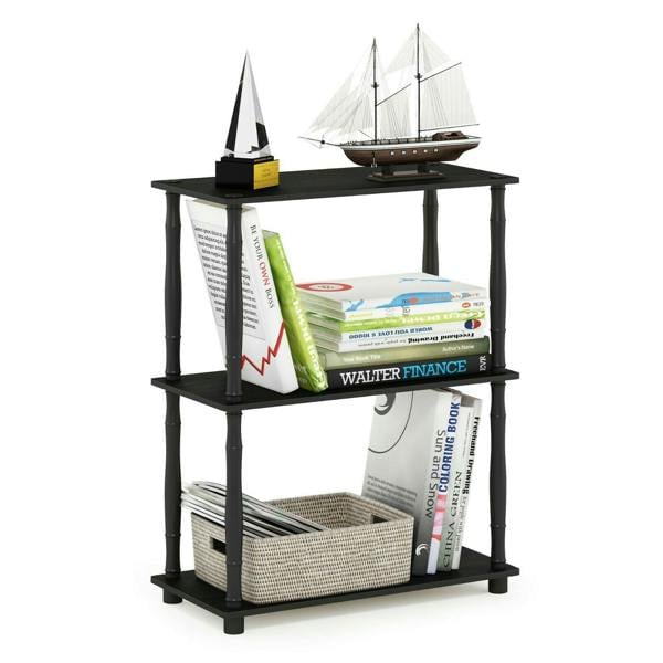 WALPLUS Sturdy Turn-N-Tube 3-Tier Compact Multipurpose Shelf Display Rack with Classic Tube, Americano/Black for Living Room