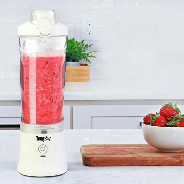 Total Chef 600ml Mini Blender Portable USB Smoothie Maker for Gym, Travel & Protein Shakes (White)