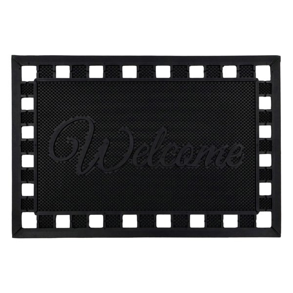 JVL Maiva Welcome Scraper Rubber Studs Doormat 40x60cm, Black