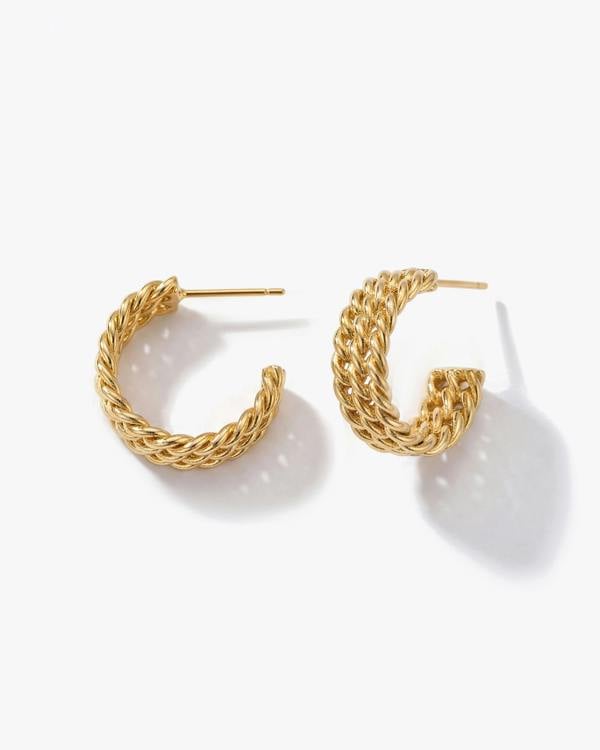 Elk & Bloom Triple Twisted C 14k Gold Huggie Hoops