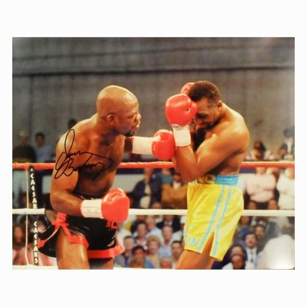 Iran Barkley signed 10x8 photo vs Hearns — Standard Framing