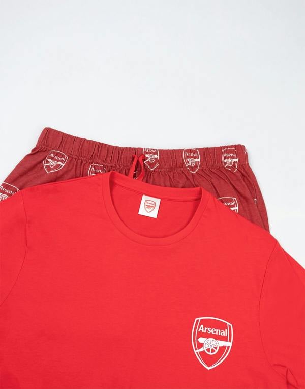 Arsenal Mens Red Logo Short Sleeve Long Leg Pyjama Set