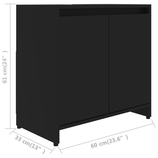 Berkfield Bathroom Cabinet Black 60x33x61 cm Engineered Wood