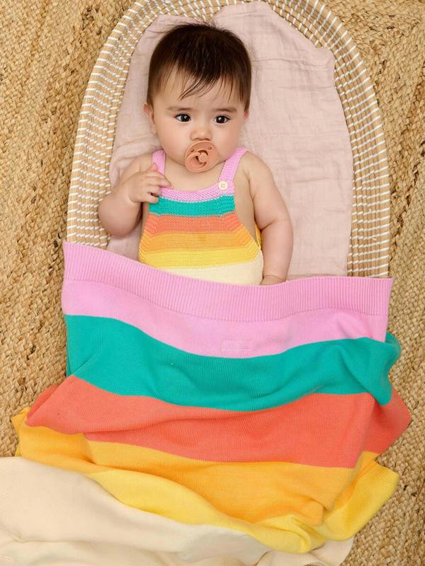The Bonnie Mob Bobby - Pink Rainbow Stripe Shawl