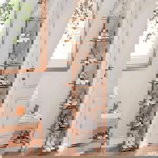 Living and Home 7 Tiers Bamboo Shoe Rack Entryway Hallway Shoe Storage Shelf - Brown