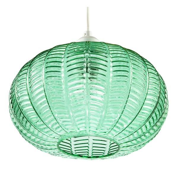 Emerald Green Glass Globe Pendant Light Shade with 3D Vertical Ribbing Image 4