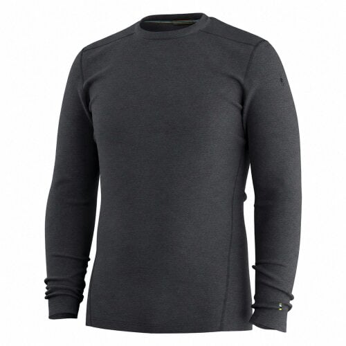 Smartwool Mens Classic Thermal Merino Base Layer Crew Long Sleeve Top Black - Inkstone Heather