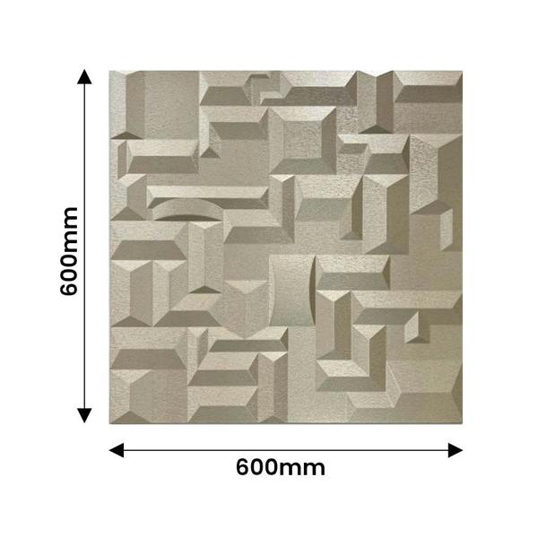 ENER-J Artistic 3D Grid PU Leather Wall Panels - 60x60cms, 10mm Thickness Size 600 x 600 mm (Pack of 4)