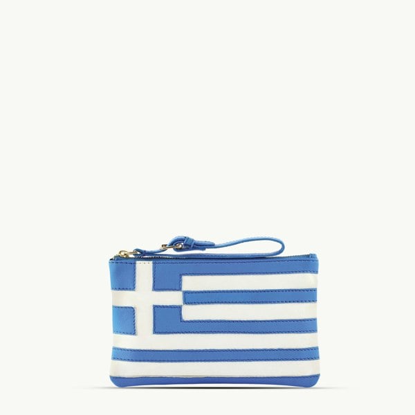 Assots London 'GREEK' Country Flag Designer Leather Wristlet