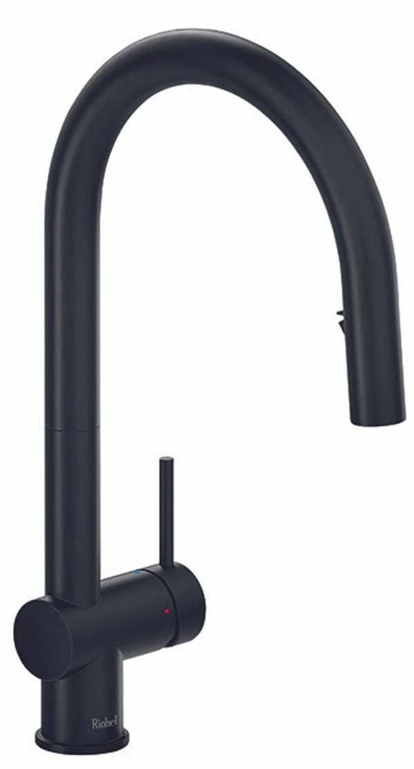 Riobel Azure Mixer with Pull Down Spray Matt Black Kitchen Tap